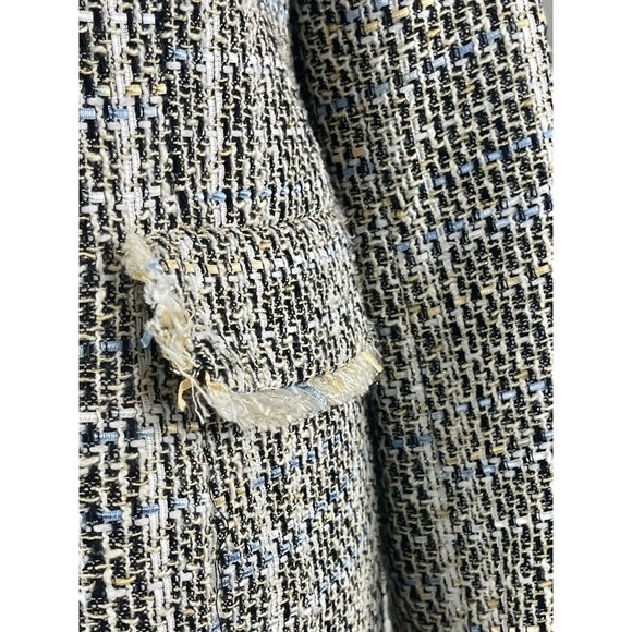 KARL LAGERFELD Size 10 Tweed Pattern LONG Peacoat Jacket Blazer - Picture 14 of 16